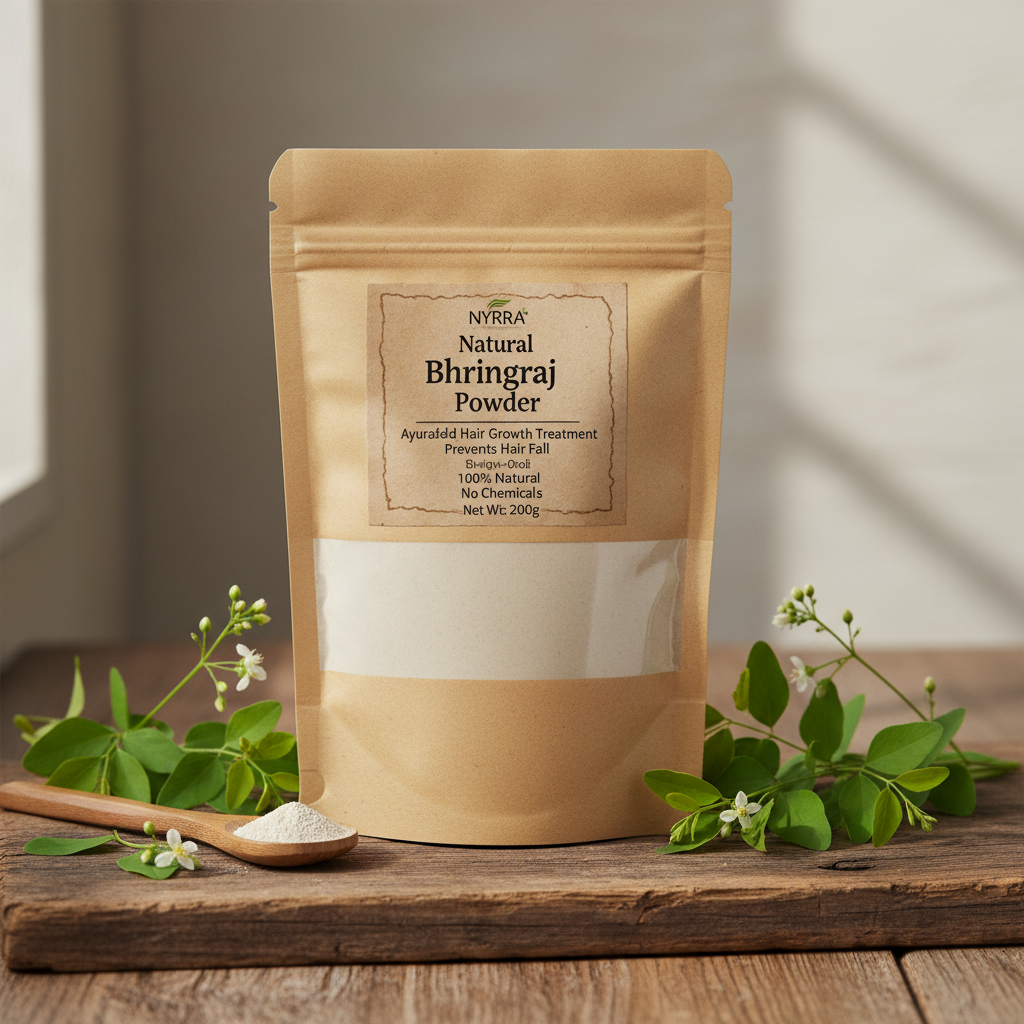 NYRRA Natural Bhringraj Powder 200g - Ayurvedic Hair Growth Treatment